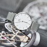 DANIEL WELLINGTON CLASSIC STERLING SILVER DW00100164 MESH STRAP WOMEN'S WATCH