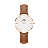 Daniel Wellington White Dial With Light Brown Leather Strap Women Watch DW00100172