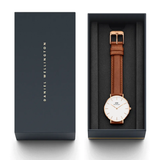 Daniel Wellington White Dial With Light Brown Leather Strap Women Watch DW00100172
