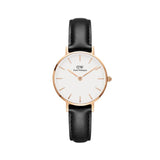 DANIEL WELLINGTON CLASSIC PETITE SHEFFIELD ROSE GOLD STAINLESS STEEL DW00100230 BLACK LEATHER STRAP WOMEN'S WATCH