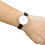 DANIEL WELLINGTON CLASSIC PETITE SHEFFIELD ROSE GOLD STAINLESS STEEL DW00100230 BLACK LEATHER STRAP WOMEN'S WATCH