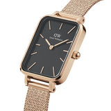 DANIEL WELLINGTON QUADRO DW00100432 BLACK DIAL MESH STRAP WOMEN'S WATCH