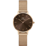Daniel Wellington Black Dial Rose Gold Mesh Strap Women Watch DW00100476