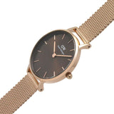 Daniel Wellington Black Dial Rose Gold Mesh Strap Women Watch DW00100476