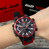 Casio Edifice Red Leather Strap Men Watch ECB-2000MFG-1ADR