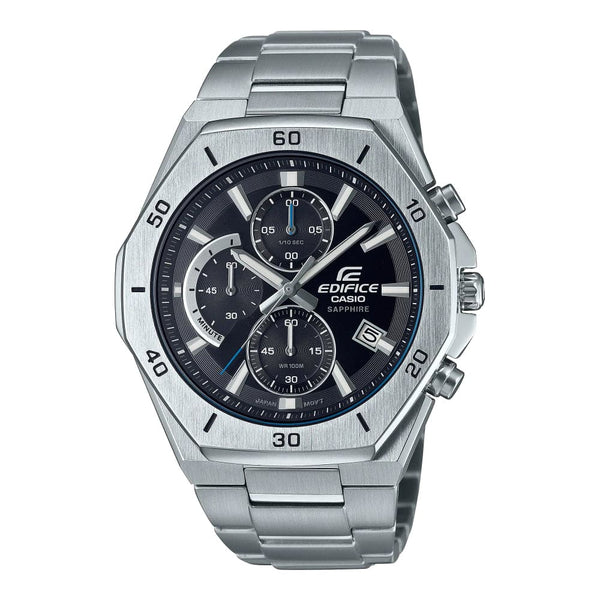 Casio Edifice Chronograph Black Dial And Silver Stainless Steel Men Watch EFB-680D-1AVUDF