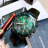 Casio Edifice Green Dial Chronograph Blue Leather Strap Men Watch EFV-600CL-3AVUDF-P