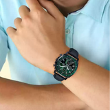 Casio Edifice Green Dial Chronograph Blue Leather Strap Men Watch EFV-600CL-3AVUDF-P