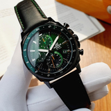 Casio Edifice Green Dial Chronograph Blue Leather Strap Men Watch EFV-600CL-3AVUDF-P