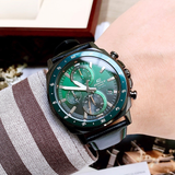 Casio Edifice Green Dial Chronograph Blue Leather Strap Men Watch EFV-600CL-3AVUDF-P