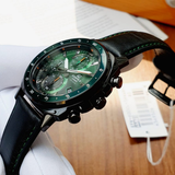 Casio Edifice Green Dial Chronograph Blue Leather Strap Men Watch EFV-600CL-3AVUDF-P