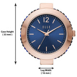 Elle Marais Blue Dial Rose Gold Stainless Steel Strap Women Watch ELL23013
