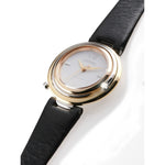 CITIZEN EM0656-15A L ECO-DRIVE TWO TONE STAINLESS STEEL BLACK LEATHER STRAP WOMEN'S WATCH - H2 Hub Watches