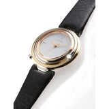 CITIZEN EM0656-15A L ECO-DRIVE TWO TONE STAINLESS STEEL BLACK LEATHER STRAP WOMEN'S WATCH - H2 Hub Watches