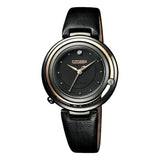 CITIZEN EM0659-17E BLACK LEATHER WOMEN'S WATCH