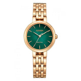 CITIZEN EM0993-82Z ECO-DRIVE ROSE GOLD TONE GREEN DIAL STAINLESS STEEL WOMEN WATCH