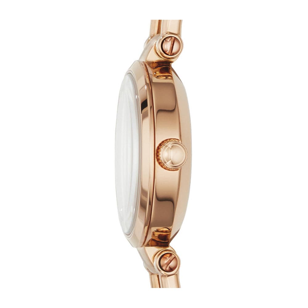 FOSSIL JACQUELINE ANALOG QUARTZ ROSE GOLD STAINLESS STEEL ES3487 BROWN LEATHER STRAP WOMEN'S WATCH - H2 Hub Watches