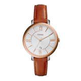 FOSSIL JACQUELINE CEDAR ANALOG QUARTZ TWO TONE STAINLESS STEEL ES3842 BROWN LEATHER STRAP WOMEN'S WATCH - H2 Hub Watches