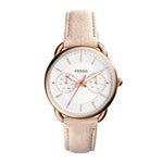 FOSSIL TAILOR MULTIFUNCTION ANALOG QUARTZ ROSE GOLD STAINLESS STEEL ES4007 BEIGE LEATHER STRAP WOMEN'S WATCH - H2 Hub Watches
