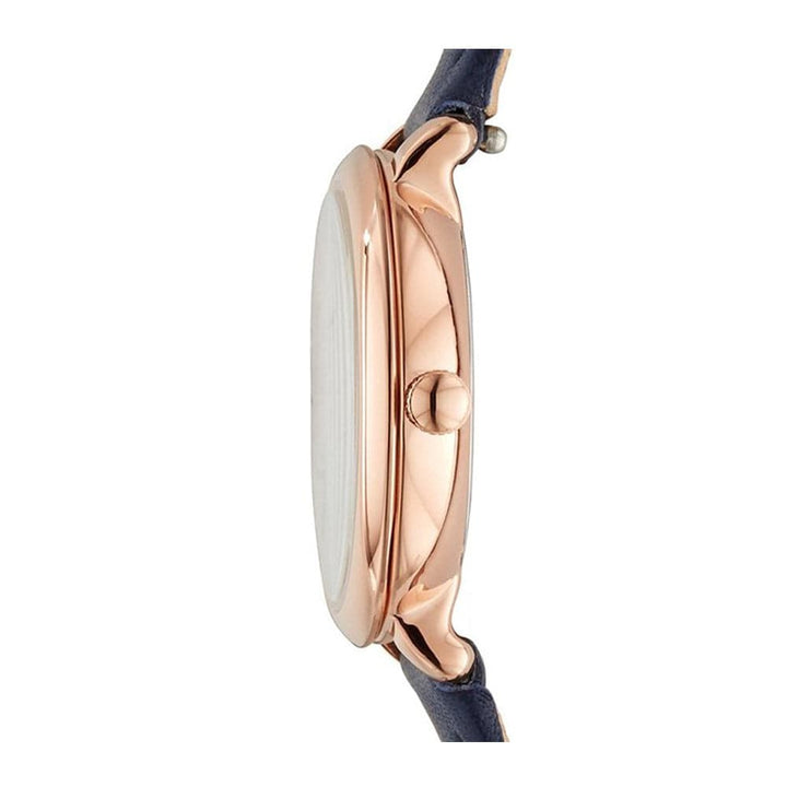 FOSSIL JACQUELINE ANALOG QUARTZ ROSE GOLD STAINLESS STEEL ES4083 BLUE LEATHER STRAP WOMEN'S WATCH - H2 Hub Watches
