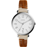 FOSSIL ES4209 JACQUELINE WHITE DIAL TWO-TONE WOVEN LEATHER WOMEN'S WATCH