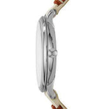 FOSSIL ES4209 JACQUELINE WHITE DIAL TWO-TONE WOVEN LEATHER WOMEN'S WATCH