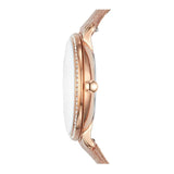 FOSSIL JACQUELINE ANALOG QUARTZ ROSE GOLD STAINLESS STEEL ES4292 SAND LEATHER STRAP WOMEN'S WATCH - H2 Hub Watches