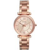 FOSSIL ES4301 Carlie Three-Hand Rose-Gold-Tone Stainless Steel Watch