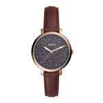 FOSSIL JACQUELINE ANALOG QUARTZ ROSE GOLD STAINLESS STEEL ES4326 BROWN LEATHER STRAP WOMEN'S WATCH - H2 Hub Watches
