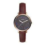 FOSSIL JACQUELINE ANALOG QUARTZ ROSE GOLD STAINLESS STEEL ES4326 BROWN LEATHER STRAP WOMEN'S WATCH - H2 Hub Watches