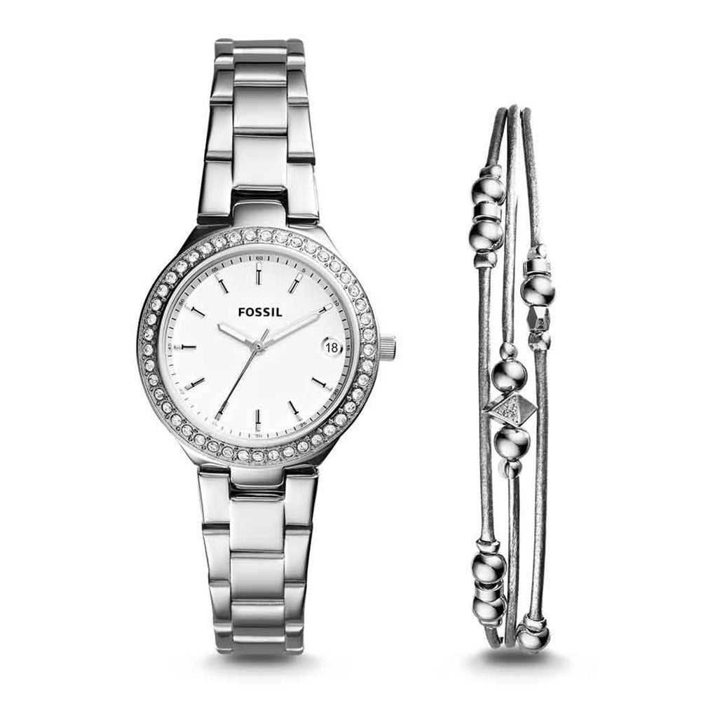 FOSSIL BLANE ANALOG QUARTZ SILVER STAINLESS STEEL ES4336SET WOMEN'S WATCH - H2 Hub Watches