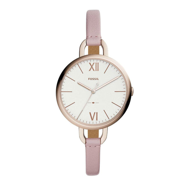 FOSSIL ANNETTE ANALOG QUARTZ ROSE GOLD STAINLESS STEEL ES4356 PINK LEATHER STRAP WOMEN'S WATCH - H2 Hub Watches