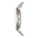 FOSSIL JACQUELINE ANALOG QUARTZ TWO TONE STAINLESS STEEL ES4377 GREY LEATHER STRAP WOMEN'S WATCH - H2 Hub Watches