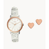 FOSSIL ES4383SETP NEELY THREE HANDS WHITE LEATHER GIFT SET WOMEN'S WATCH
