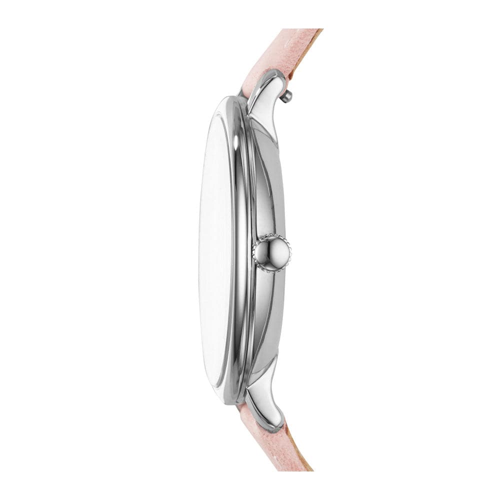 FOSSIL JACQUELINE ANALOG QUARTZ SILVER STAINLESS STEEL ES4385 PINK LEATHER STRAP WOMEN'S WATCH - H2 Hub Watches
