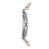 FOSSIL JACQUELINE ANALOG QUARTZ SILVER STAINLESS STEEL ES4385 PINK LEATHER STRAP WOMEN'S WATCH - H2 Hub Watches