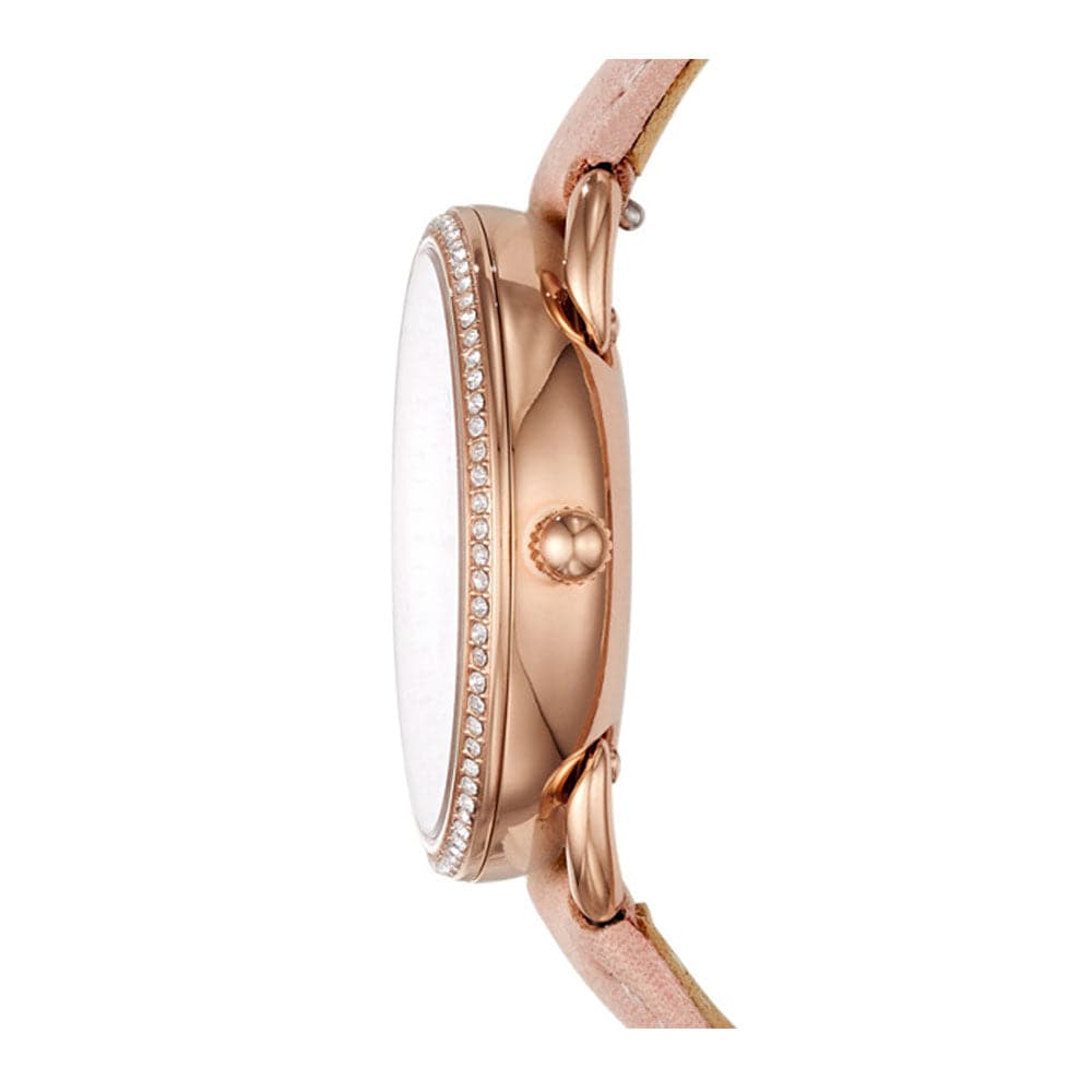 FOSSIL TAILOR ANALOG QUARTZ ROSE GOLD STAINLESS STEEL ES4393 PINK LEATHER STRAP WOMEN'S WATCH - H2 Hub Watches