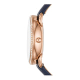 FOSSIL TAILOR ANALOG QUARTZ ROSE GOLD STAINLESS STEEL ES4394 BLUE LEATHER STRAP WOMEN'S WATCH - H2 Hub Watches