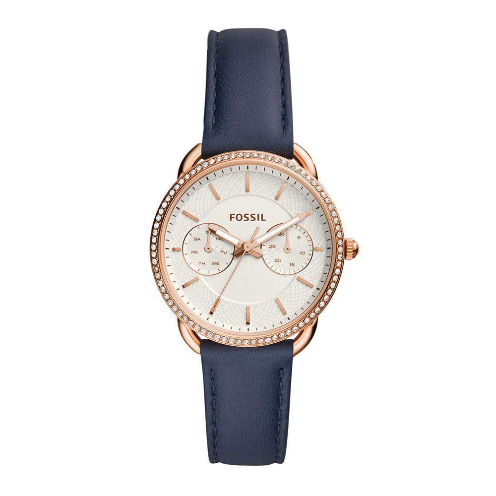 FOSSIL TAILOR ANALOG QUARTZ ROSE GOLD STAINLESS STEEL ES4394 BLUE