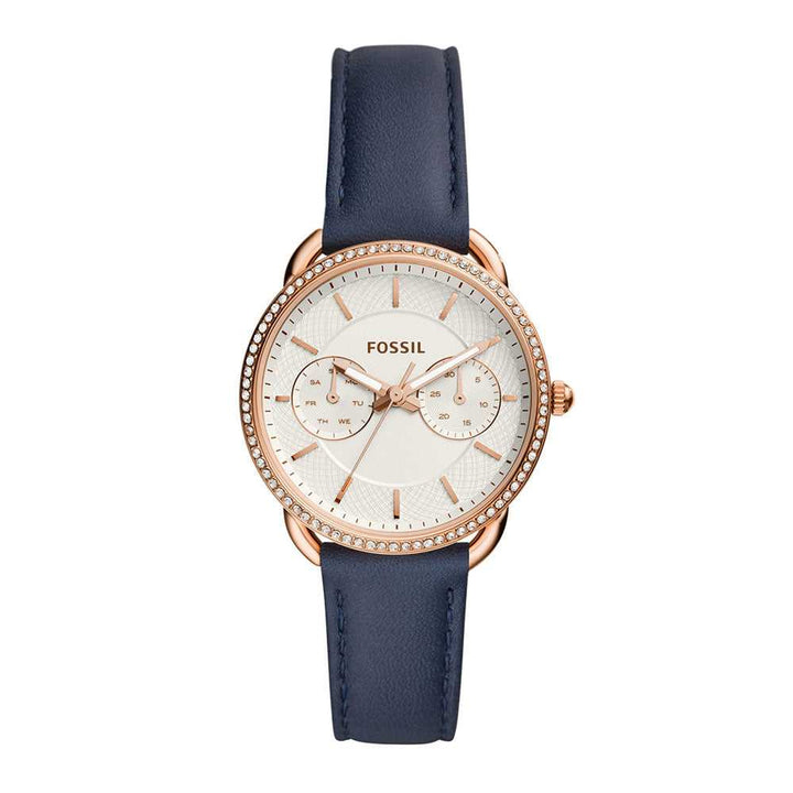 FOSSIL TAILOR ANALOG QUARTZ ROSE GOLD STAINLESS STEEL ES4394 BLUE LEATHER STRAP WOMEN'S WATCH - H2 Hub Watches
