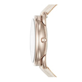 FOSSIL TAILOR ANALOG QUARTZ ROSE GOLD STAINLESS STEEL ES4421 WHITE LEATHER STRAP WOMEN'S WATCH - H2 Hub Watches