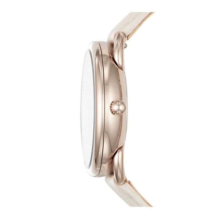 FOSSIL TAILOR ANALOG QUARTZ ROSE GOLD STAINLESS STEEL ES4421 WHITE LEATHER STRAP WOMEN'S WATCH - H2 Hub Watches
