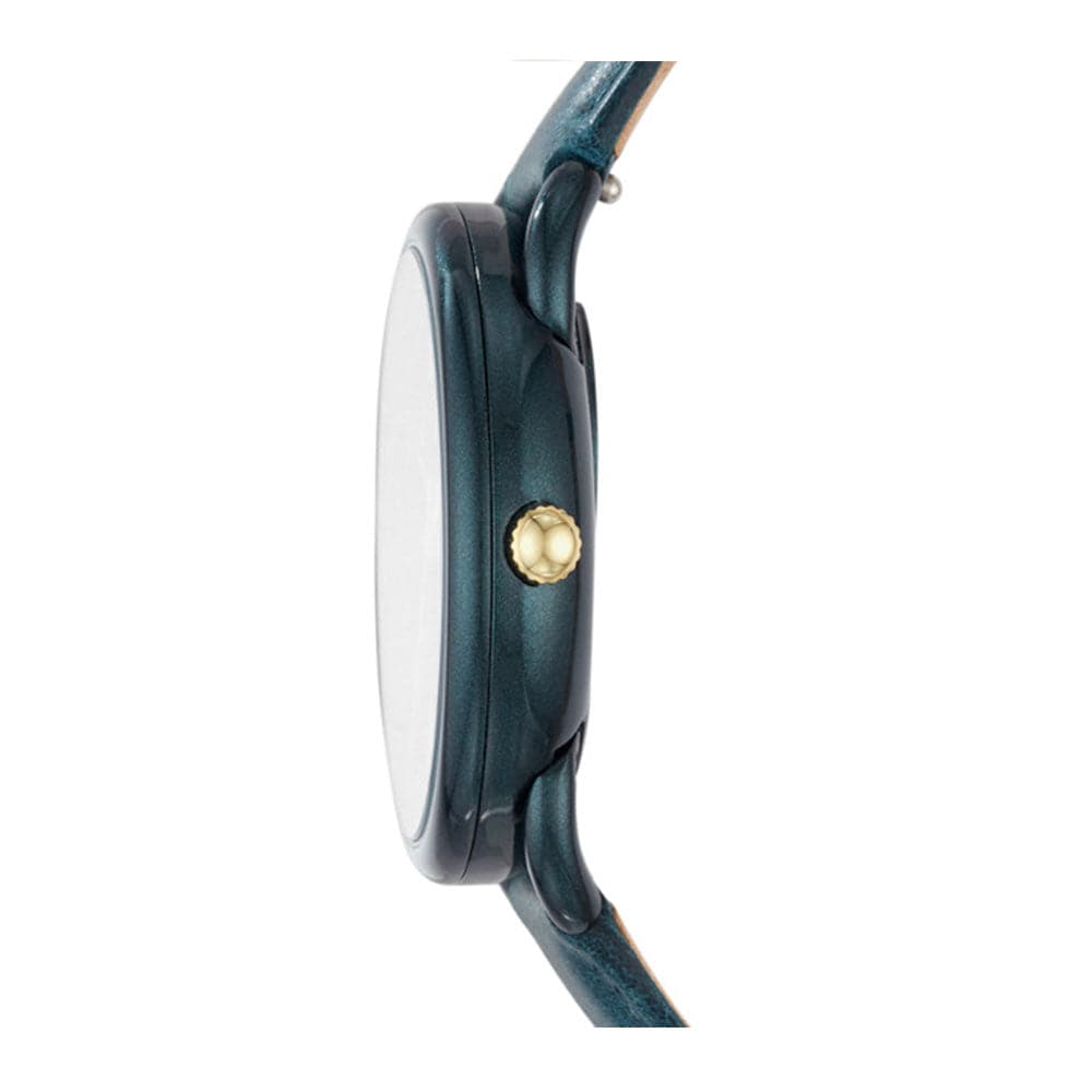 FOSSIL TAILOR ANALOG QUARTZ TEAL STAINLESS STEEL ES4423 LEATHER STRAP H2 Hub