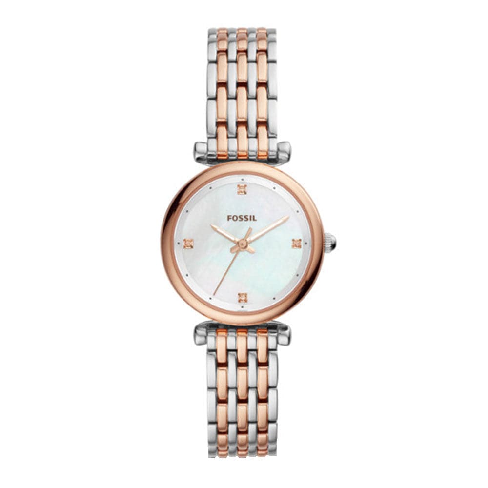 FOSSIL CARLIE MINI ANALOG QUARTZ TWO TONE STAINLESS STEEL ES4431 WOMEN'S WATCH - H2 Hub Watches