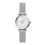 FOSSIL CARLIE MINI ANALOG QUARTZ SILVER STAINLESS STEEL ES4432 WOMEN'S WATCH - H2 Hub Watches