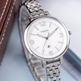 FOSSIL MONROE THREE-HAND DATE STAINLESS STEEL ES4924 WOMEN'S WATCH