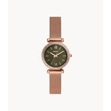 FOSSIL CARLIE MINI-THREE HAND ROSE GOLD STAINLESS STEEL MESH WOMEN'S WATCH ES4957