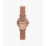 FOSSIL CARLIE MINI-THREE HAND ROSE GOLD STAINLESS STEEL MESH WOMEN'S WATCH ES4957