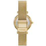 FOSSIL ES5020 CARLIE MINI GOLD BLUE DIAL STAINLESS STEEL MESH BAND WOMEN'S WATCH
