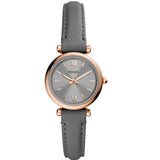 FOSSIL CARLIE ES5068 MINI THREE-HAND GRAY LEATHER WOMEN'S WATCH